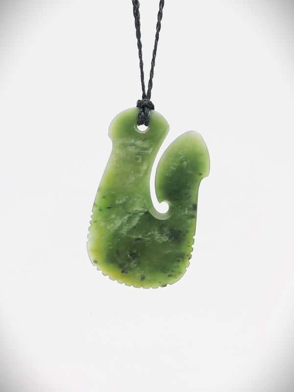Moko Pounamu Hei Matau (Hook) NZ Genuine Hapopo Greenstone - Whakaumu