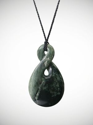 Moko Pounamu Single Pikorua Genuine NZ Kawakawa Flower Greenstone - Oaonui