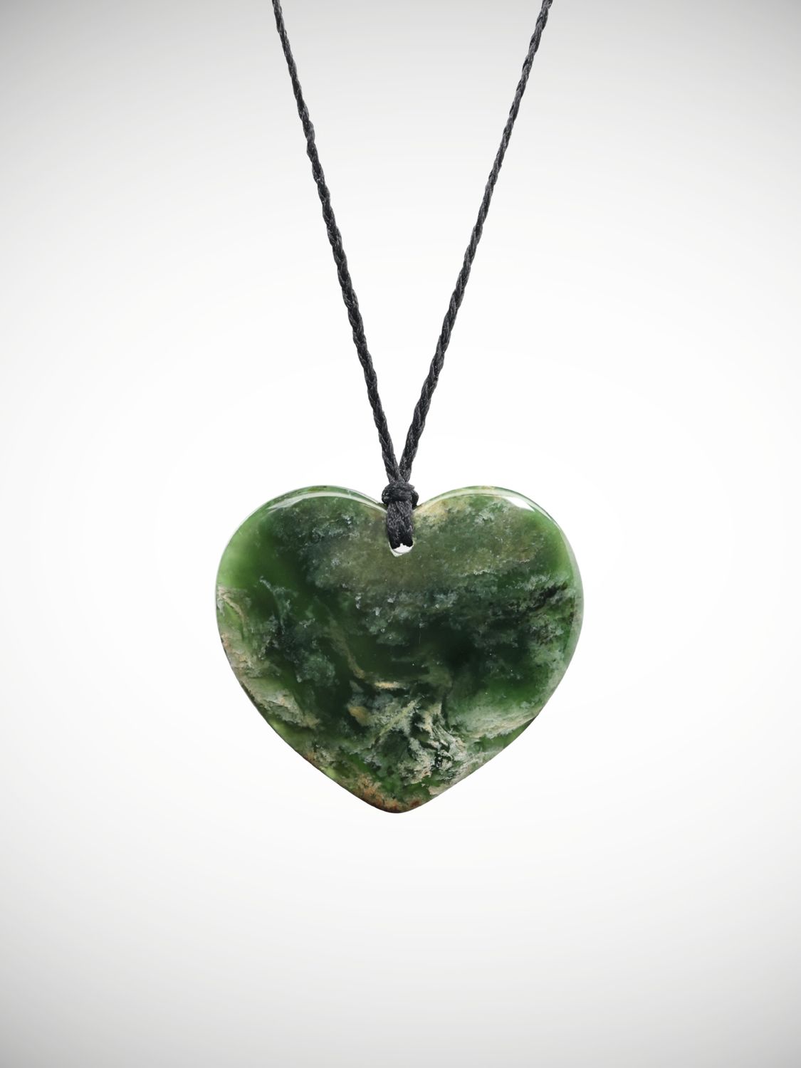Moko Pounamu Heart Genuine NZ Kawakawa Flower Greenstone - Aratapu