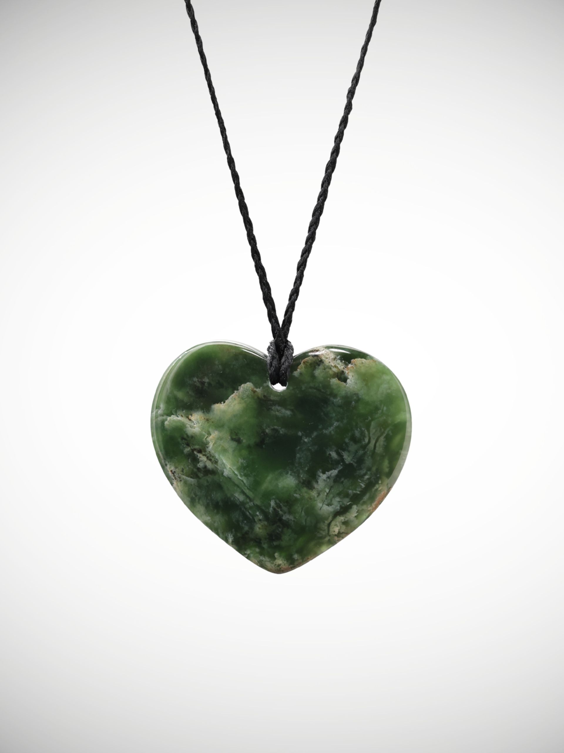 Moko Pounamu Heart Genuine NZ Kawakawa Flower Greenstone - Aratapu