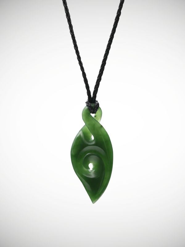 Moko Pounamu Single Pikorua Koru Genuine NZ  Kawakawa Greenstone - Ohinerau