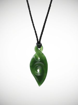 Moko Pounamu Single Pikorua Koru Genuine NZ Kawakawa Greenstone - Ohinerau Moko Pounamu Single Pikorua Koru Genuine NZ Kawakawa Greenstone - Ohinerau