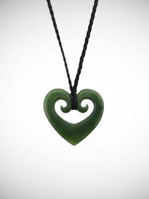 Moko Pounamu Heart Genuine NZ Kawakawa Greenstone - Awatuna Moko Pounamu Heart Genuine NZ Kawakawa Greenstone - Awatuna