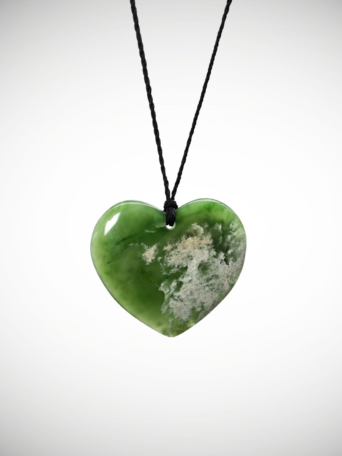 Moko Pounamu Heart Genuine NZ Kahurangi Flower Greenstone - Awarua