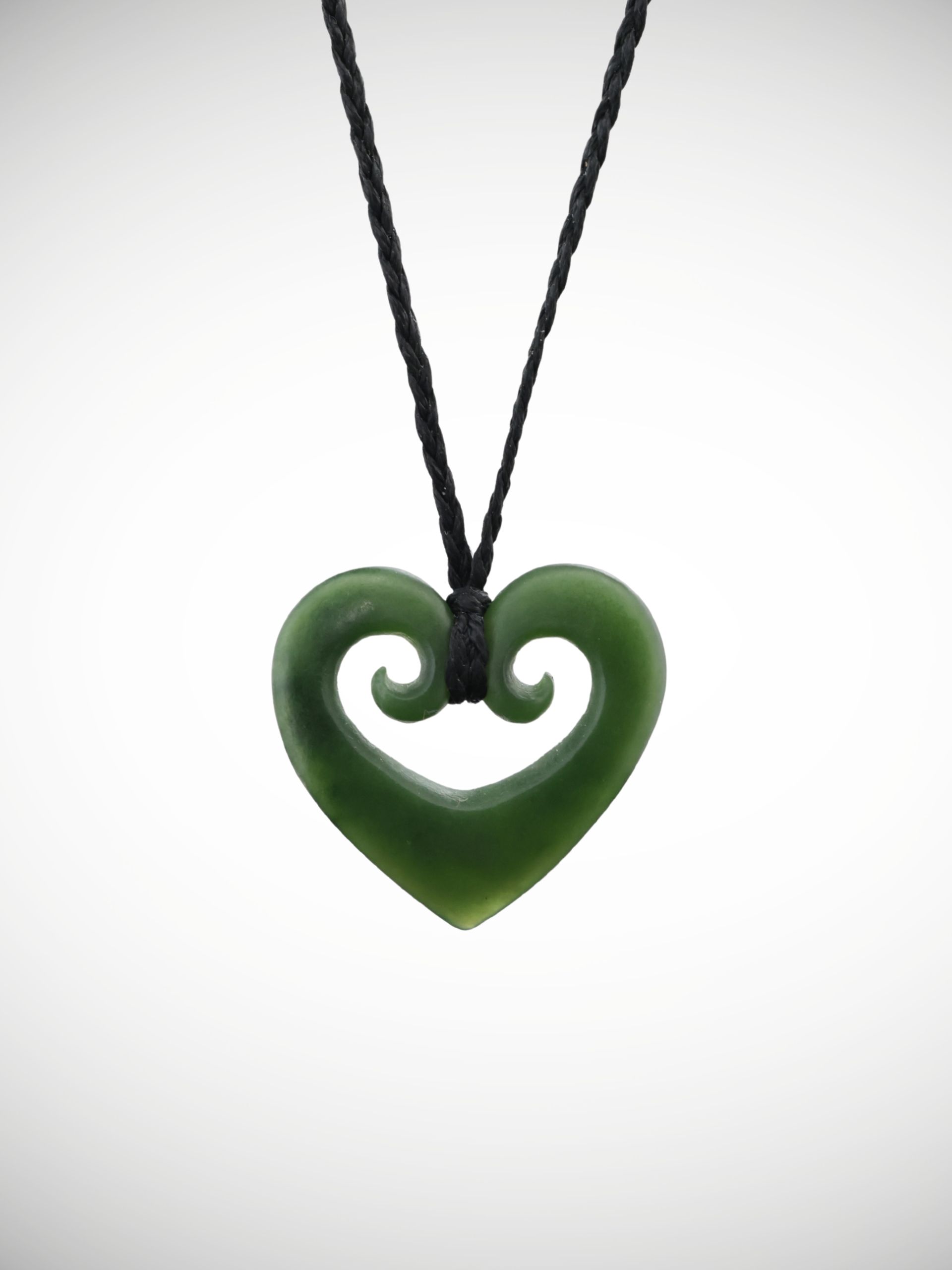 Moko Pounamu Heart Genuine NZ Kawakawa Greenstone - Awatuna