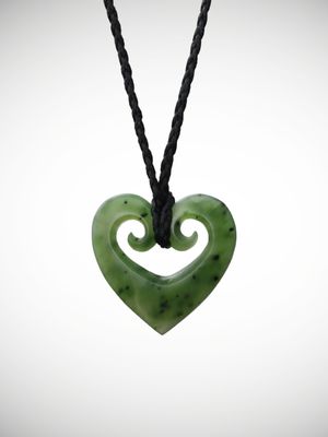 Moko Pounamu Heart Genuine NZ Kahurangi Greenstone - Otaki