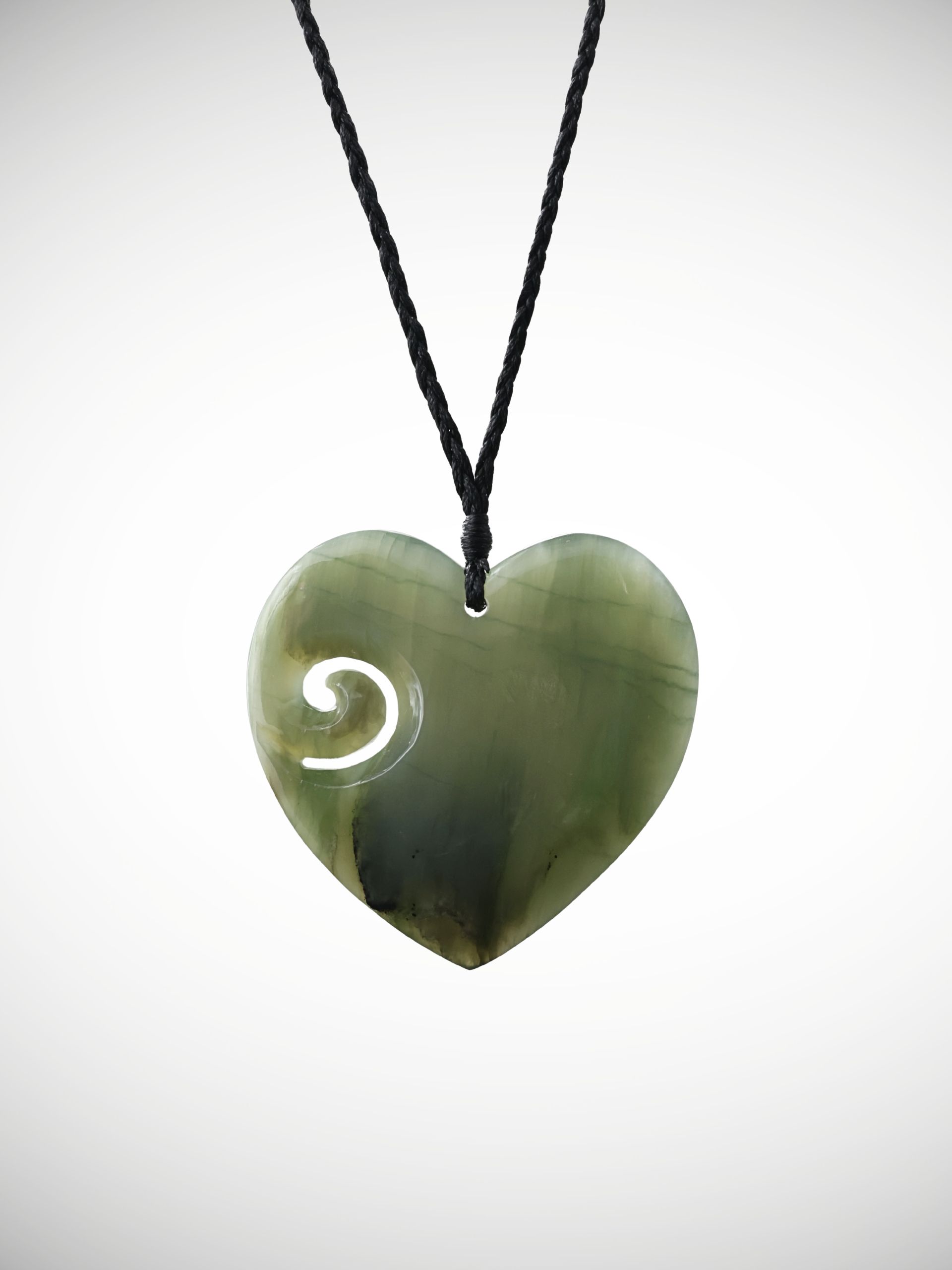 Moko Pounamu Heart Genuine NZ Inanga Greenstone - Kaihinu