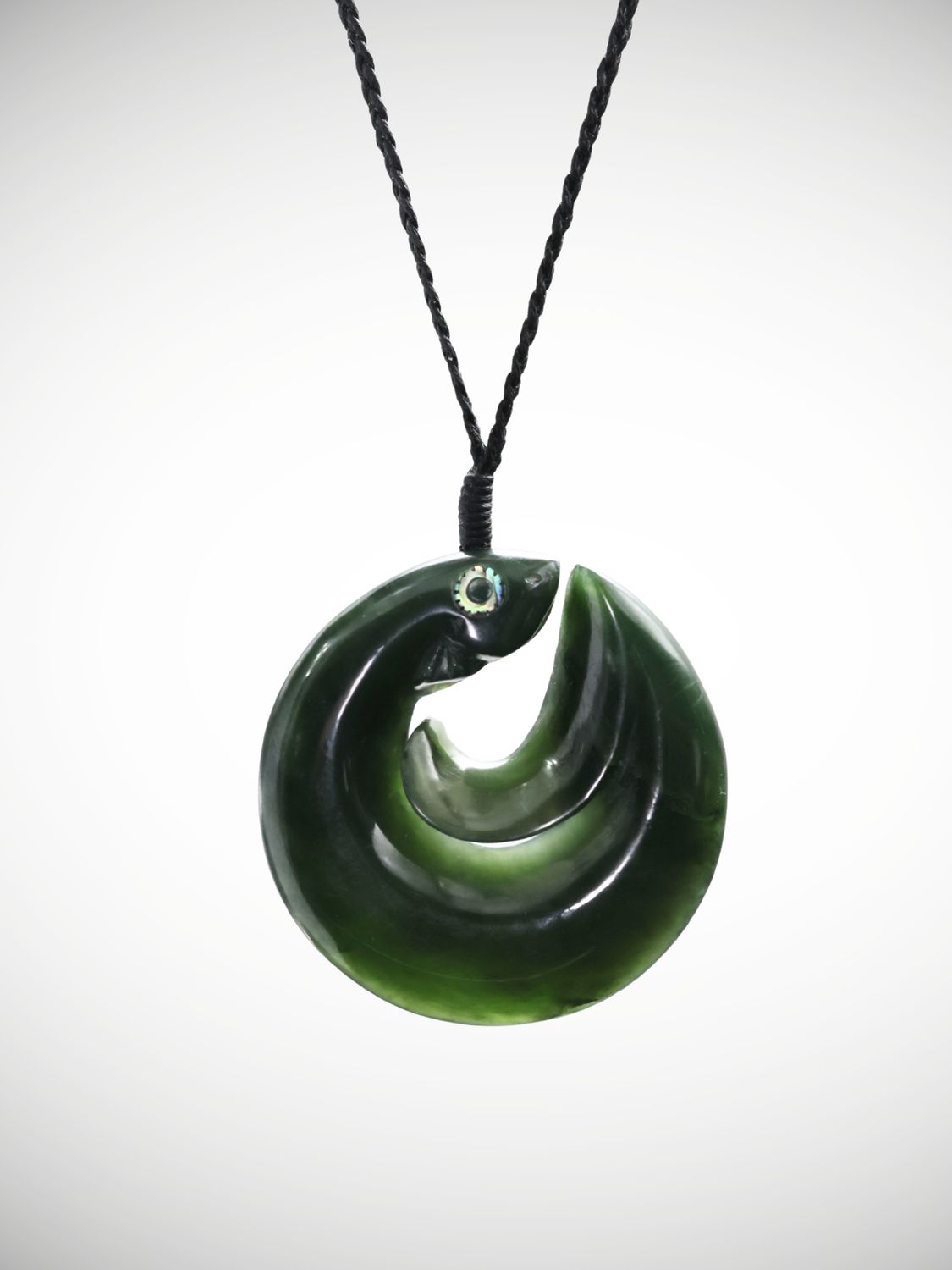 Moko Pounamu Kuwharuwharu (Eel) Pendant NZ Genuine Kawakawa Greenstone - Awatuna
