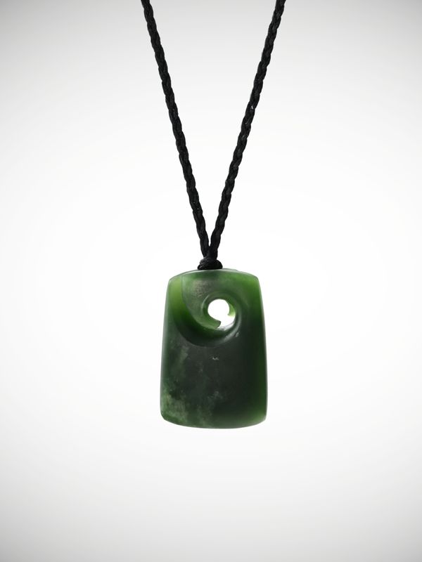 Moko Pounamu Toki with Koru Genuine NZ Kawakawa Greenstone - Oringi