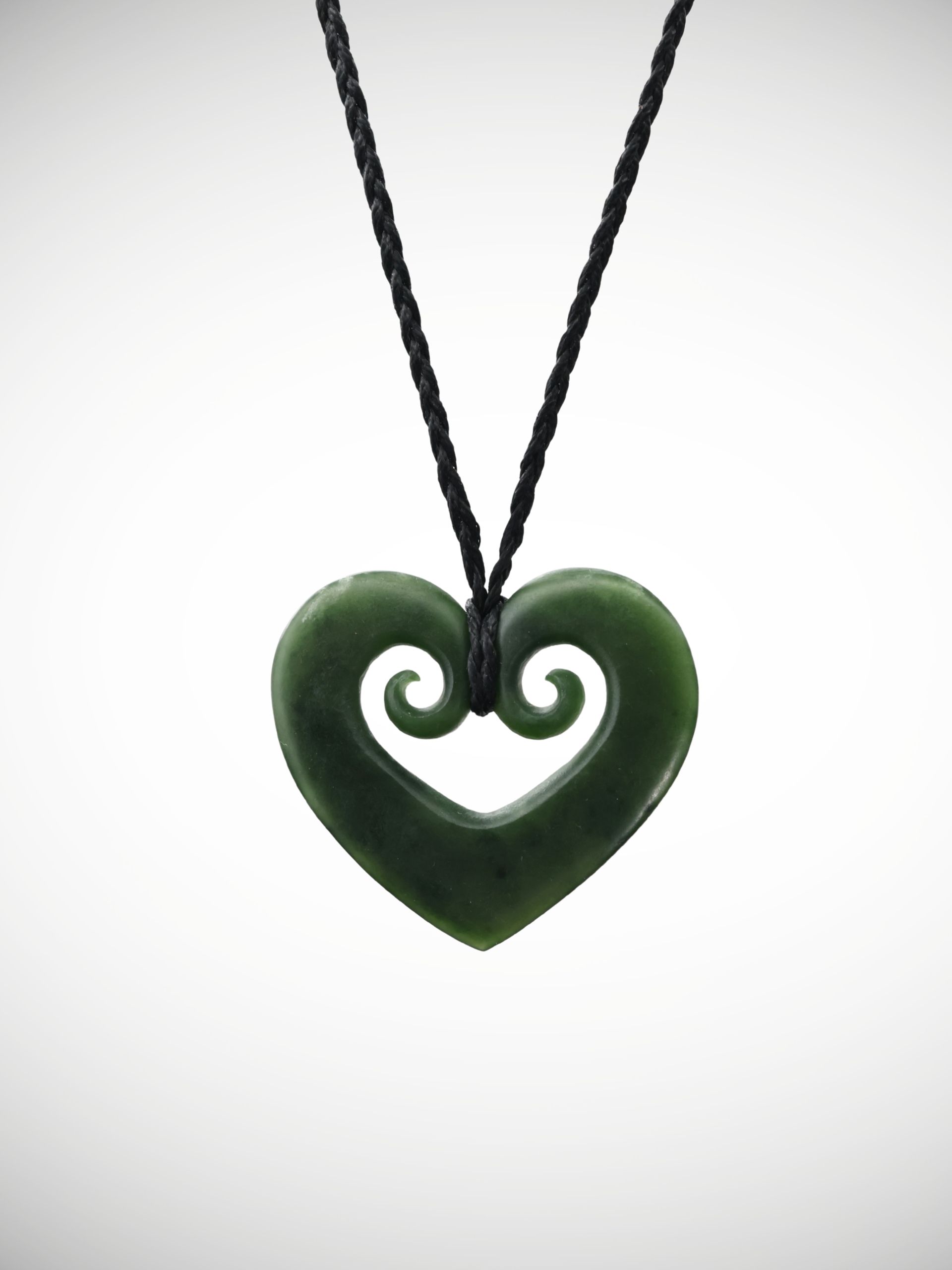Moko Pounamu Heart Genuine NZ Kawakawa Greenstone - Hokanui