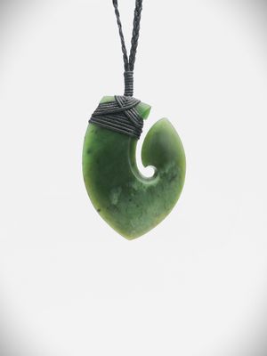 Moko Pounamu Hei Matau (Hook) NZ Genuine Hapopo Greenstone - Tauanui Moko Pounamu Hei Matau (Hook) NZ Genuine Hapopo Greenstone - Tauanui