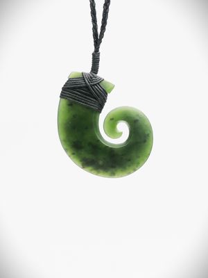 Moko Pounamu Hei Matau (Hook) NZ Genuine Hapopo Greenstone - Raroa