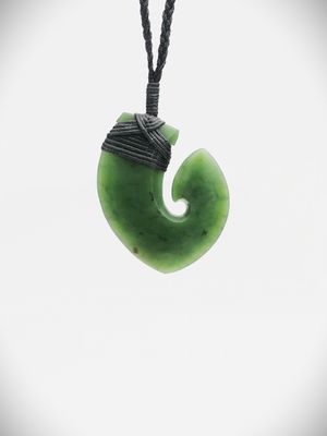 Moko Pounamu Hei Matau (Hook) NZ Genuine Hapopo Greenstone - Tauarau Moko Pounamu Hei Matau (Hook) NZ Genuine Hapopo Greenstone - Tauarau