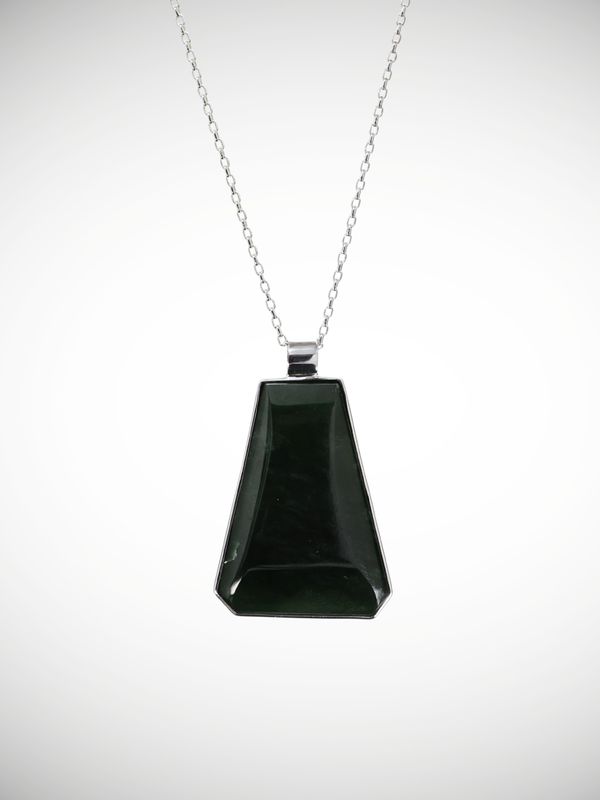 Moko Pounamu Genuine NZ Kawakawa Greenstone & Sterling Silver Drop Pendant - Kaimata
