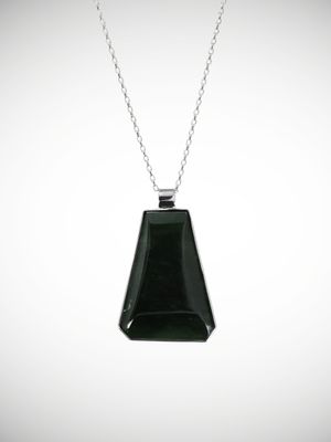 Moko Pounamu Genuine NZ Kawakawa Greenstone & Sterling Silver Drop Pendant - Kaimata