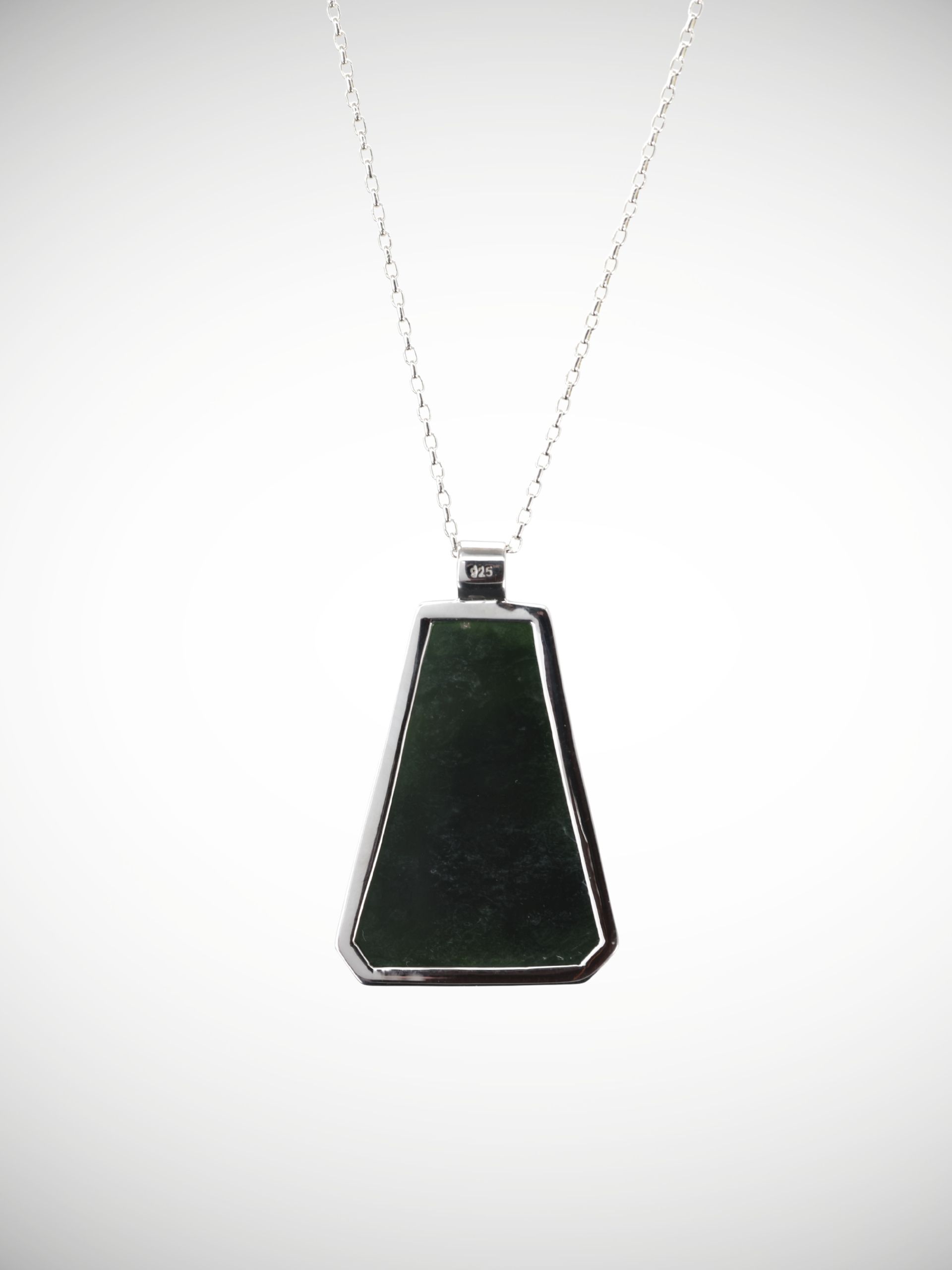 Moko Pounamu Genuine NZ Kawakawa Greenstone & Sterling Silver Drop Pendant - Kaimata