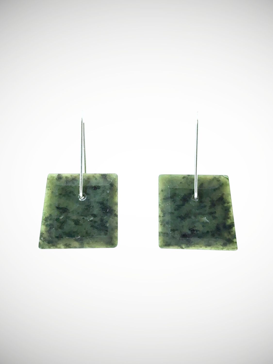 Moko Pounamu Genuine NZ Greenstone & Sterling Silver Geometric Earrings - Moanaroa