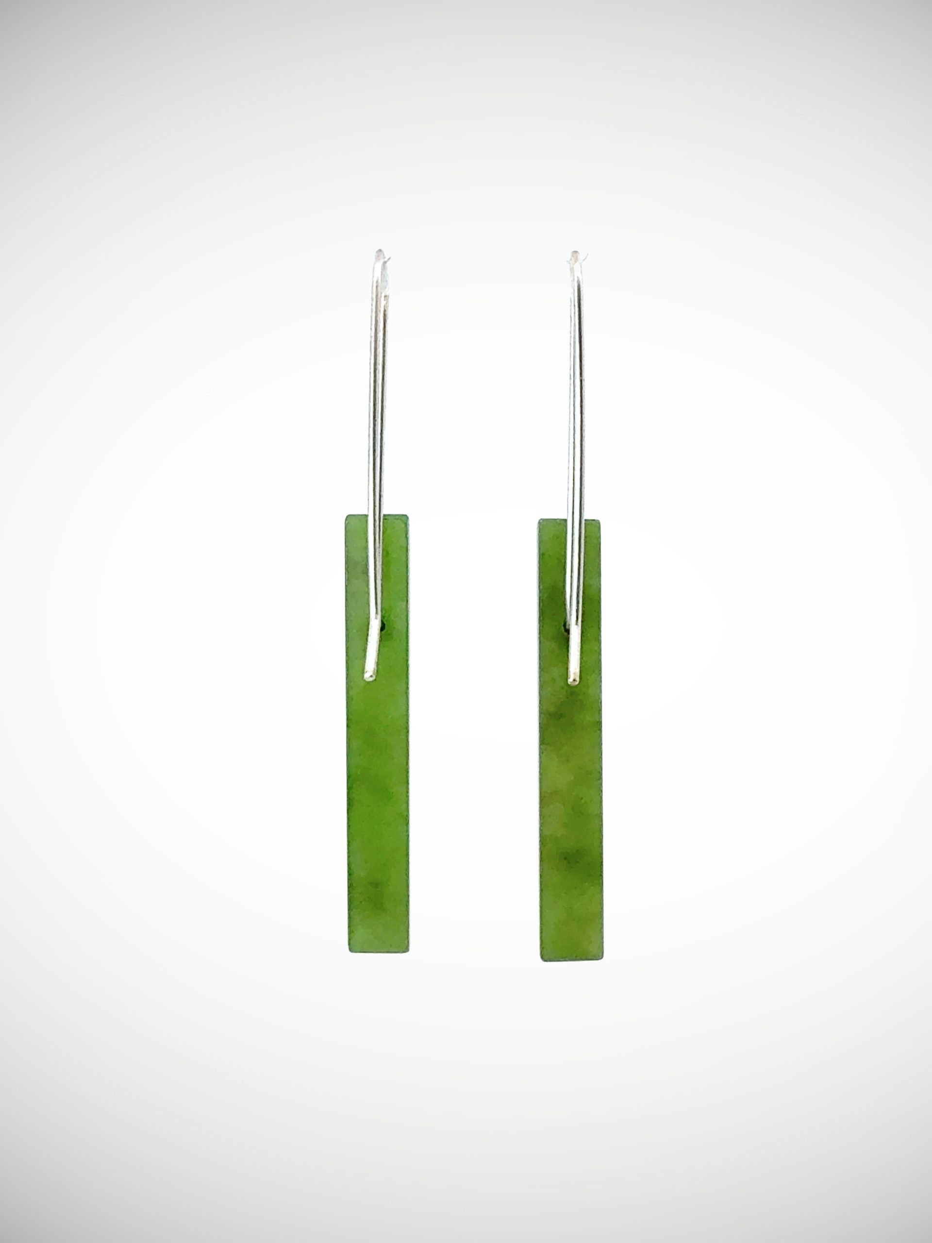 Moko Pounamu Genuine NZ Greenstone & Sterling Silver Drop Earrings - Moeroa