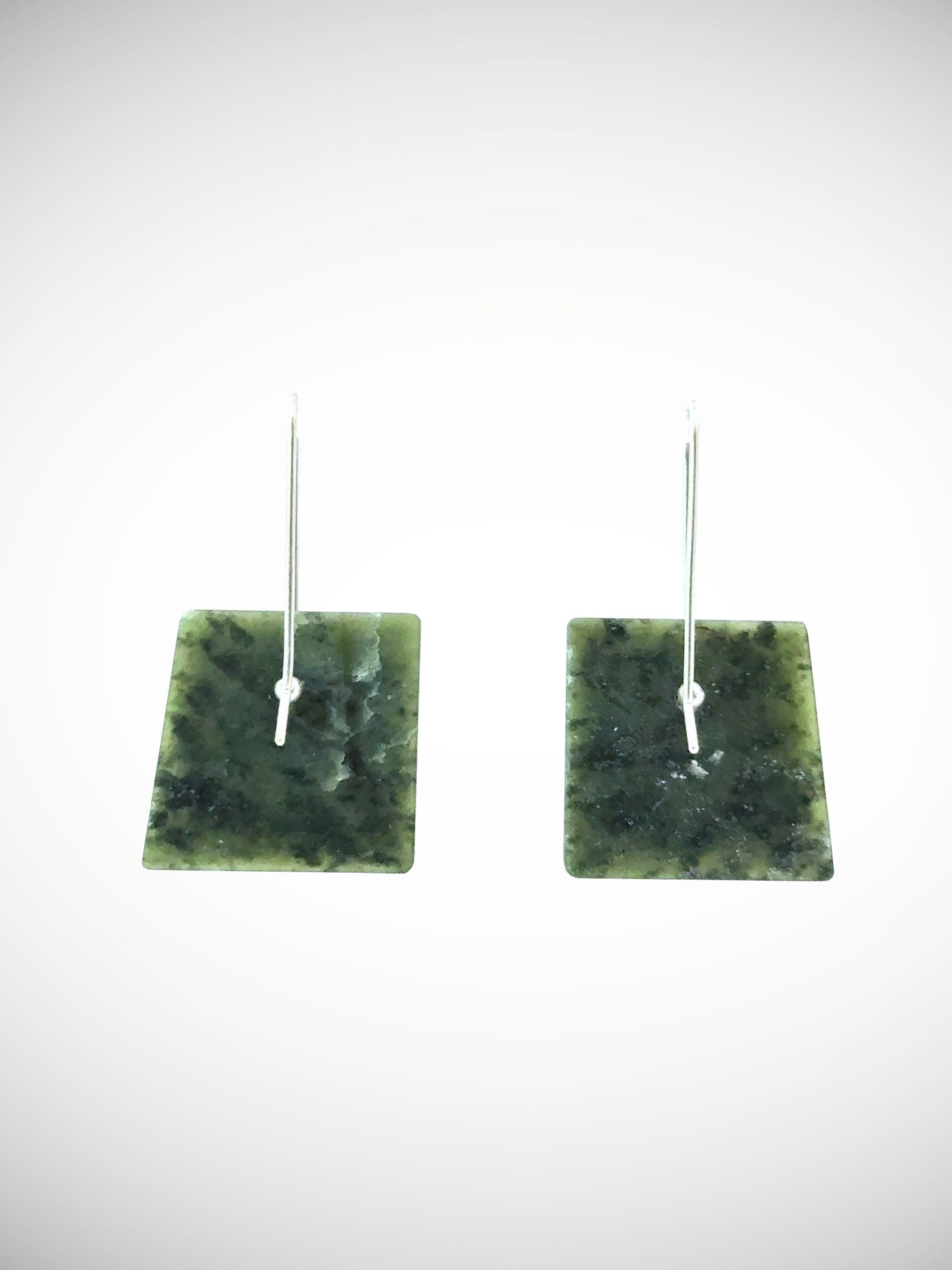 Moko Pounamu Genuine NZ Greenstone & Sterling Silver Geometric Earrings - Moanaroa