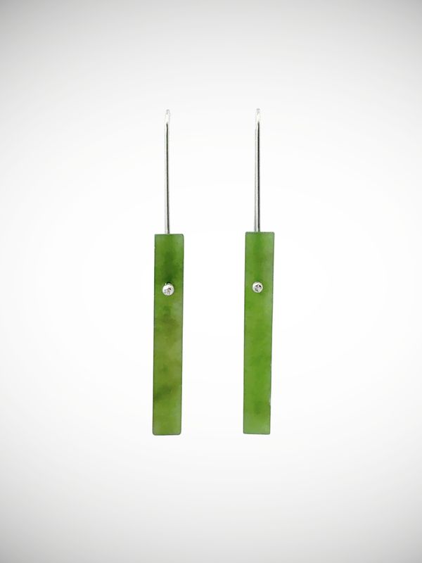 Moko Pounamu Genuine NZ Greenstone & Sterling Silver Drop Earrings - Moeroa