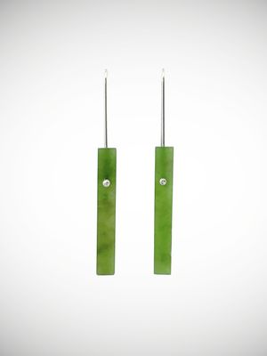 Moko Pounamu Genuine NZ Greenstone & Sterling Silver Drop Earrings - Moeroa