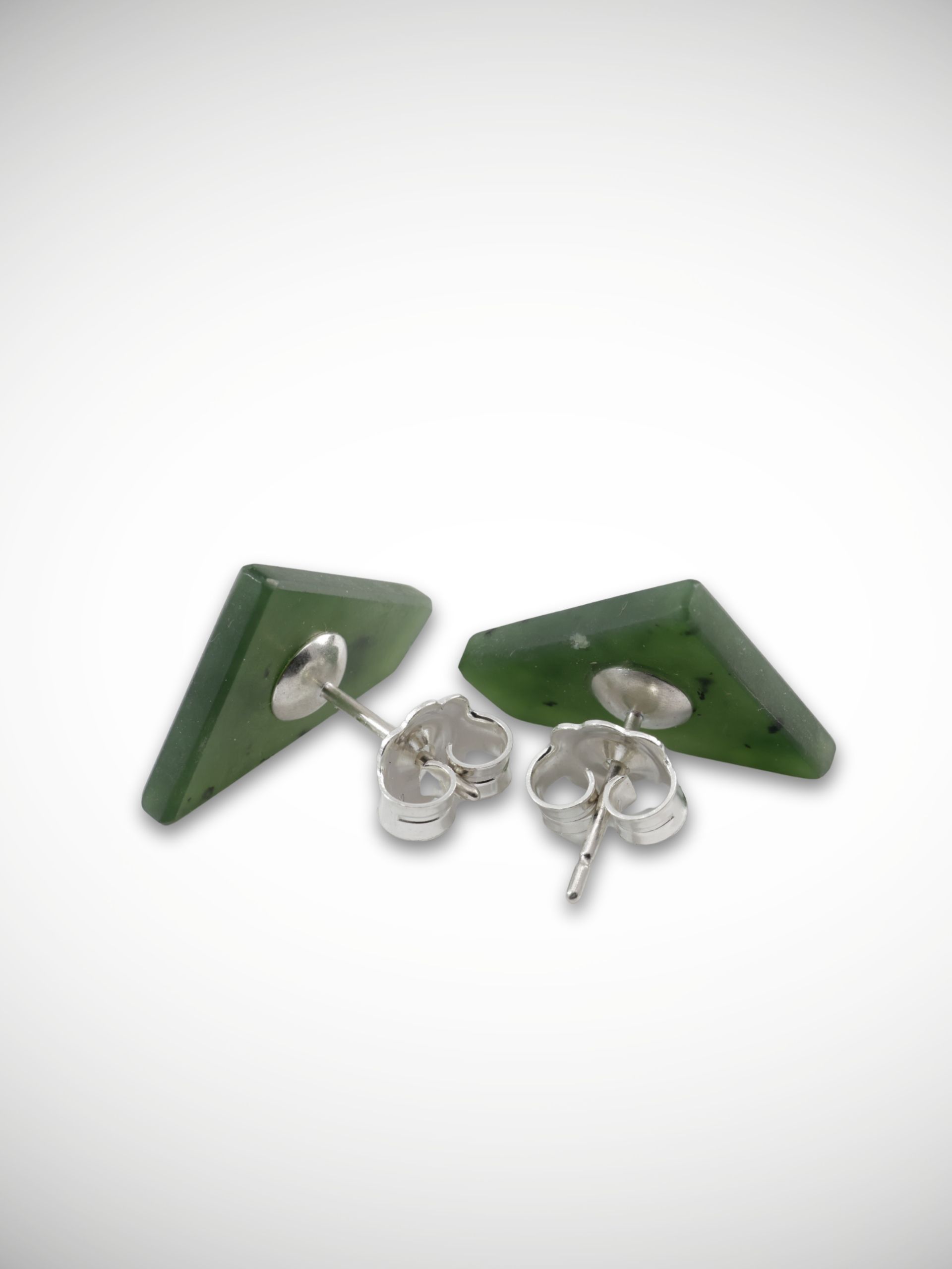 Moko Pounamu Genuine NZ Greenstone & Sterling Silver Geometric Dot Stud Earrings - Motukina