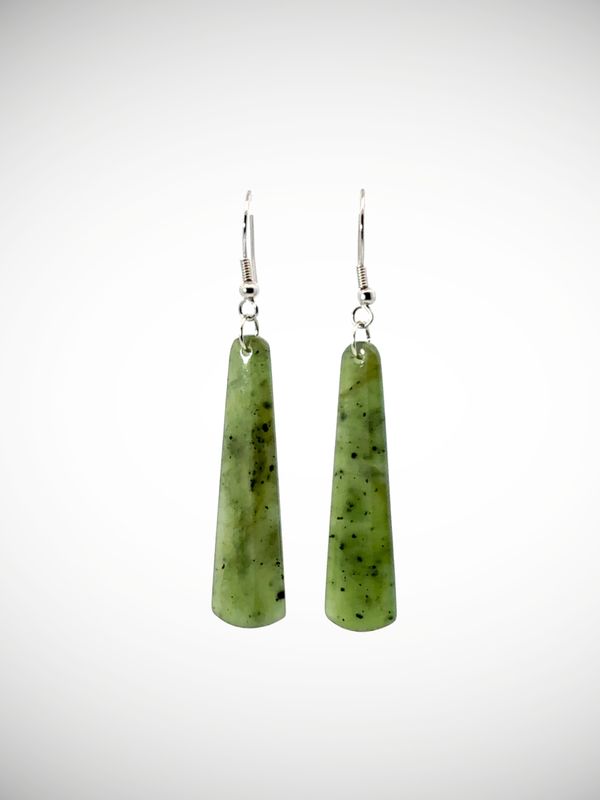 Moko Pounamu NZ Kahurangi Greenstone & Sterling Silver Earrings - Umutaoroa