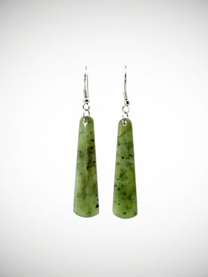 Moko Pounamu NZ Kahurangi Greenstone & Sterling Silver Earrings - Umutaoroa