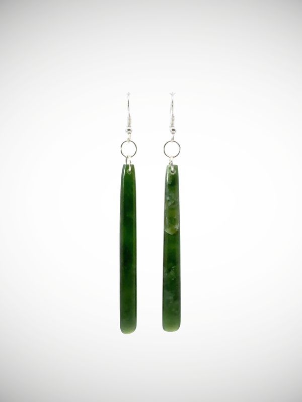 Moko Pounamu NZ Kawakawa Greenstone & Sterling Silver Earrings - Waikiekie