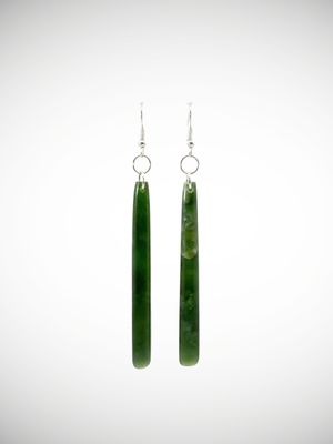 Moko Pounamu NZ Kawakawa Greenstone & Sterling Silver Earrings - Waikiekie
