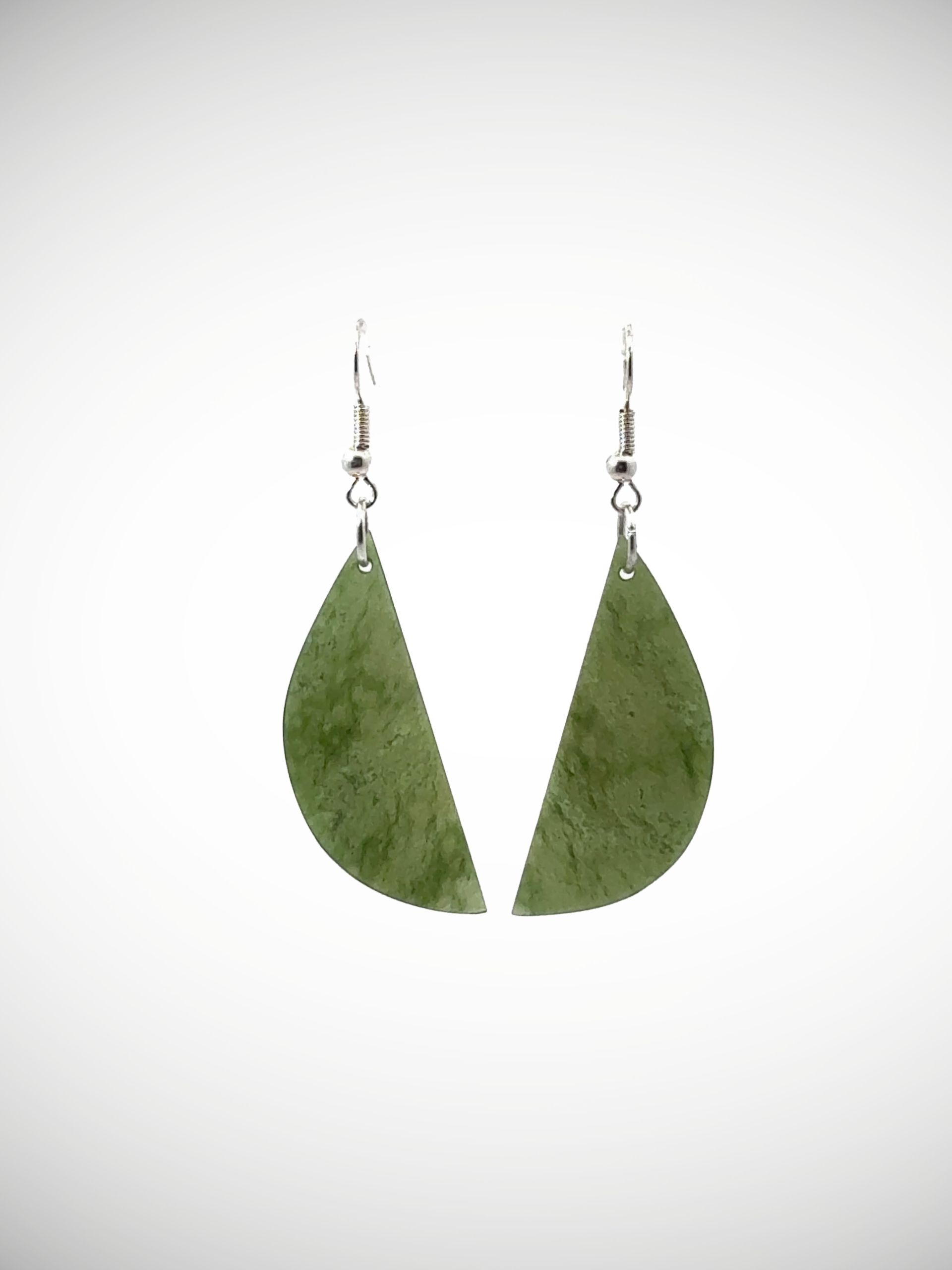 Moko Pounamu NZ Kawakawa Greenstone & Sterling Silver Earrings - Waikiwi