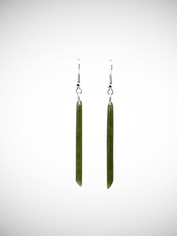 Moko Pounamu NZ Kawakawa Greenstone & Sterling Silver Earrings - Waikerikeri