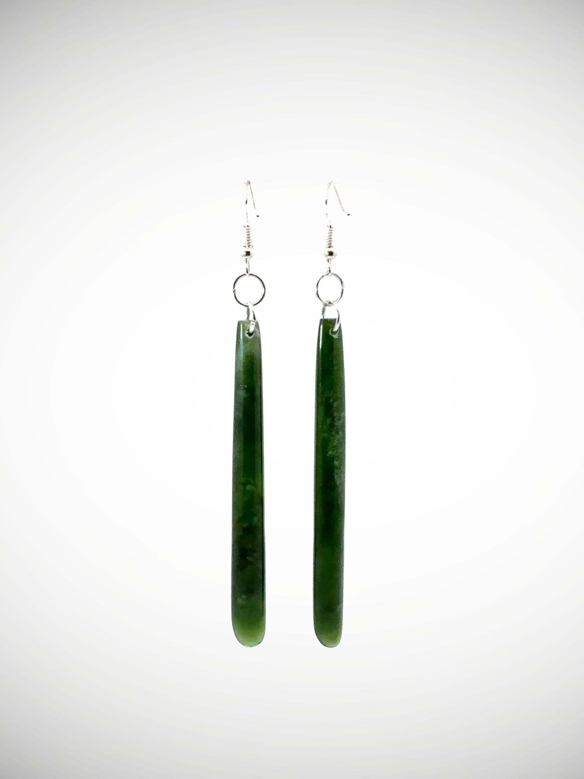 Moko Pounamu NZ Kawakawa Greenstone & Sterling Silver Earrings - Waikiekie