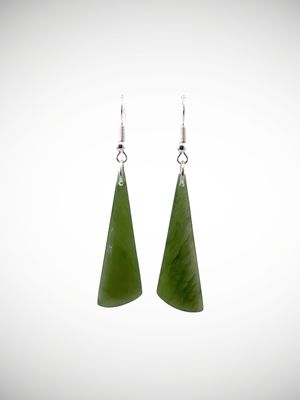 Moko Pounamu NZ Kawakawa Greenstone & Sterling Silver Earrings - Waikite