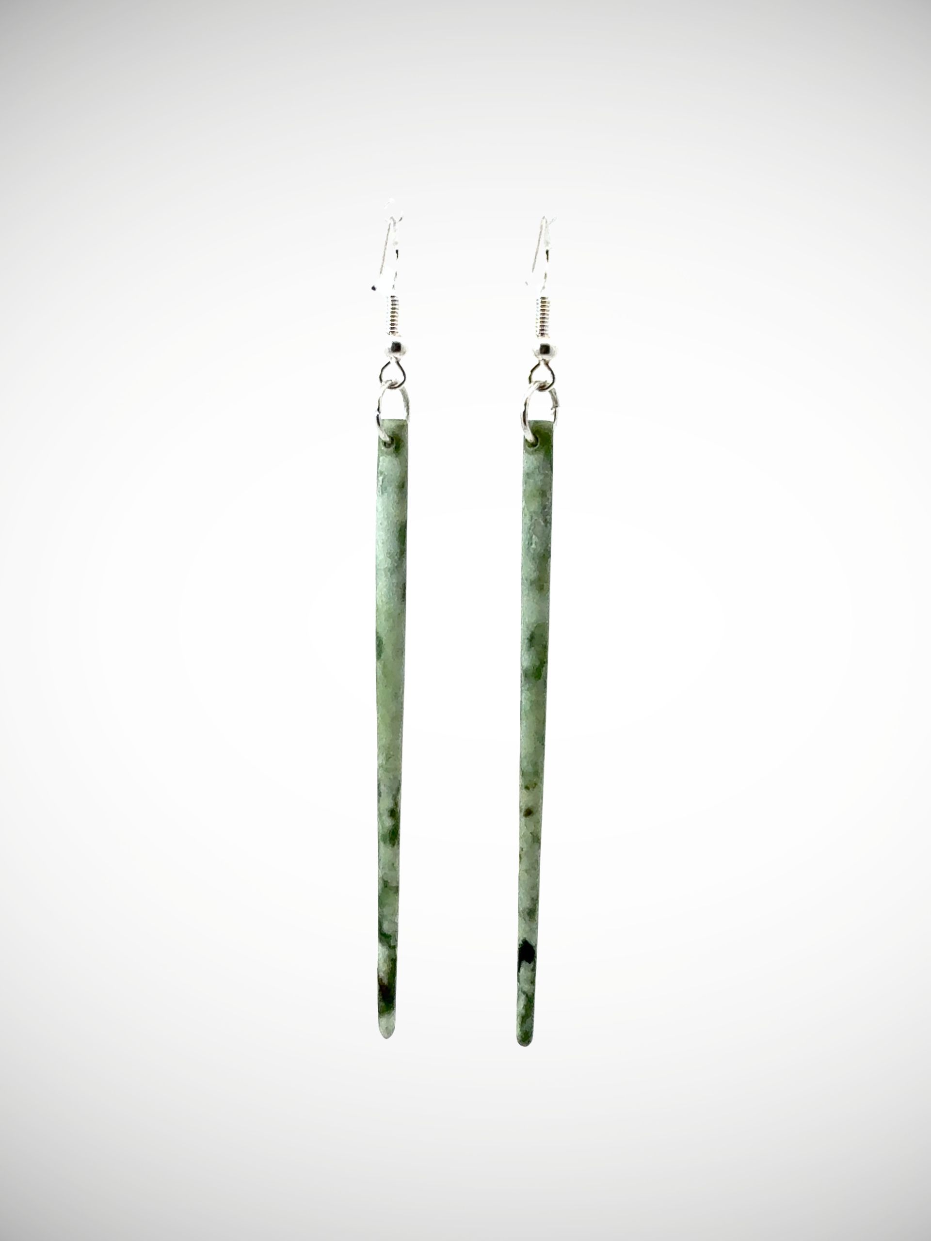 Moko Pounamu NZ Kahotea Greenstone & Sterling Silver Earrings - Waikoau