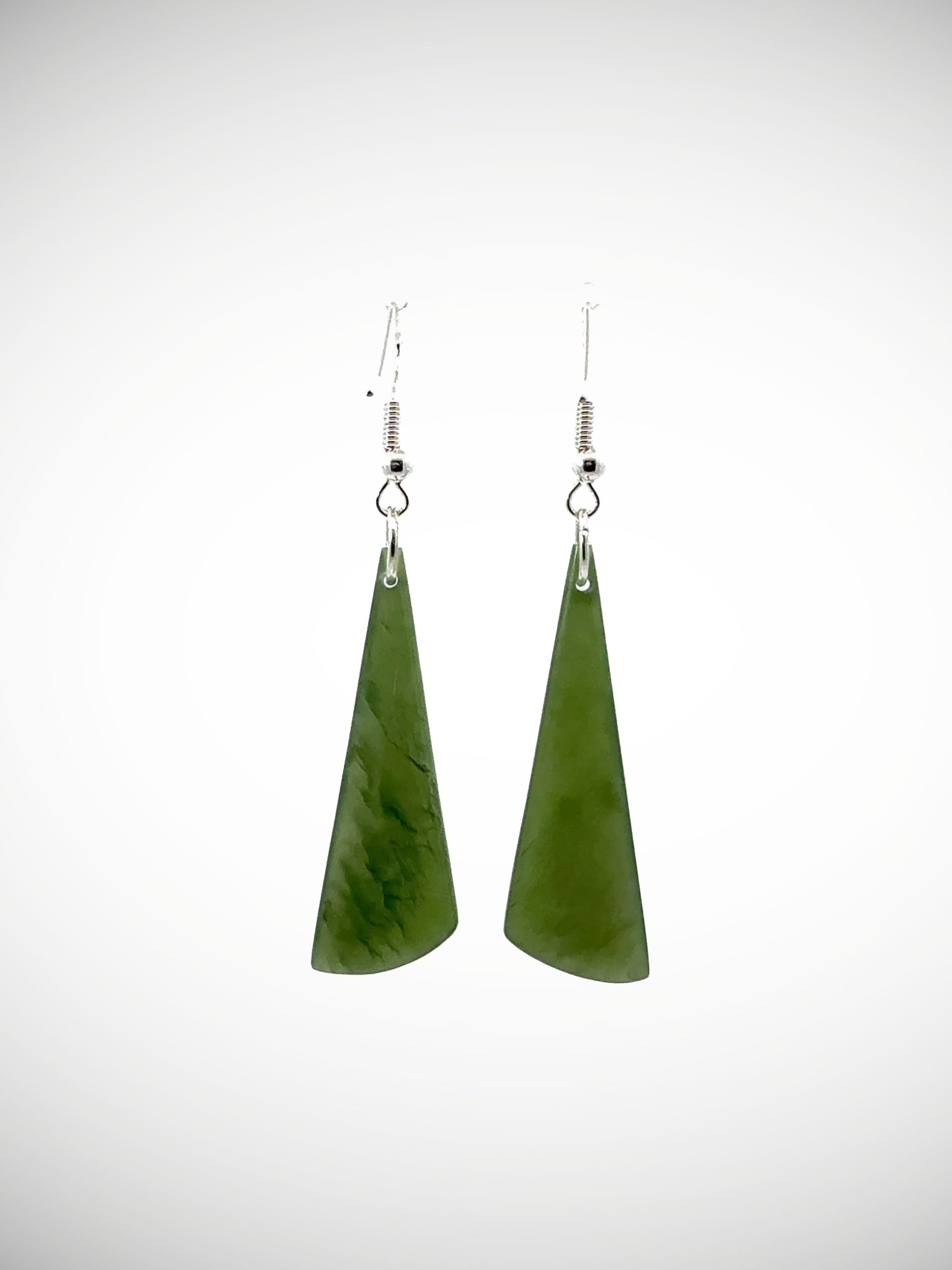 Moko Pounamu NZ Kawakawa Greenstone & Sterling Silver Earrings - Waikite
