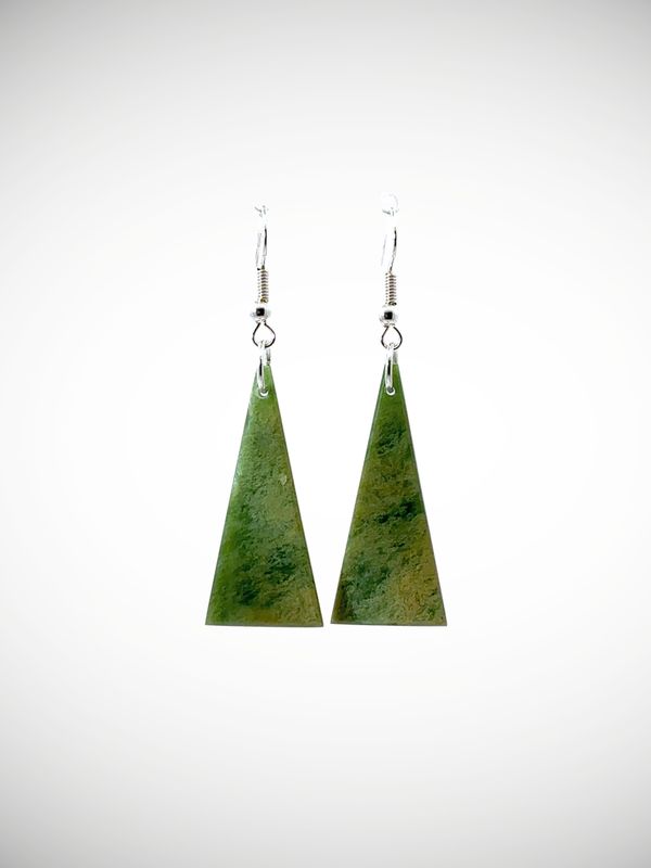 Moko Pounamu NZ Marsden Flower Pounamu Greenstone & Sterling Silver Earrings - Waikirikiri