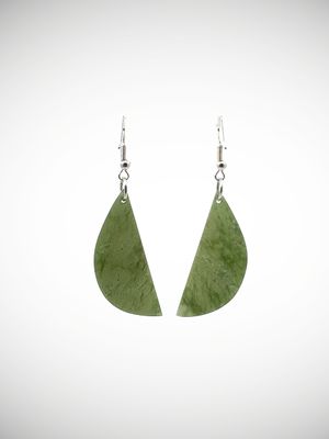 Moko Pounamu NZ Kawakawa Greenstone & Sterling Silver Earrings - Waikiwi