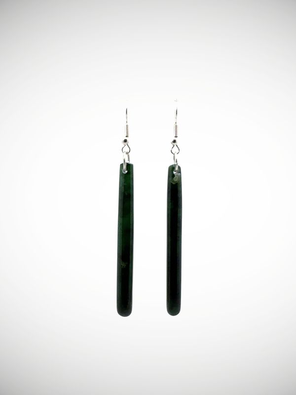 Moko Pounamu NZ Tangiwai Greenstone & Sterling Silver Earrings - Waikokopu