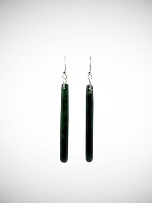 Moko Pounamu NZ Tangiwai Greenstone & Sterling Silver Earrings - Waikokopu