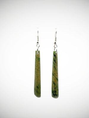 Moko Pounamu NZ Marsden Flower Greenstone & Sterling Silver Earrings - Waikokowai