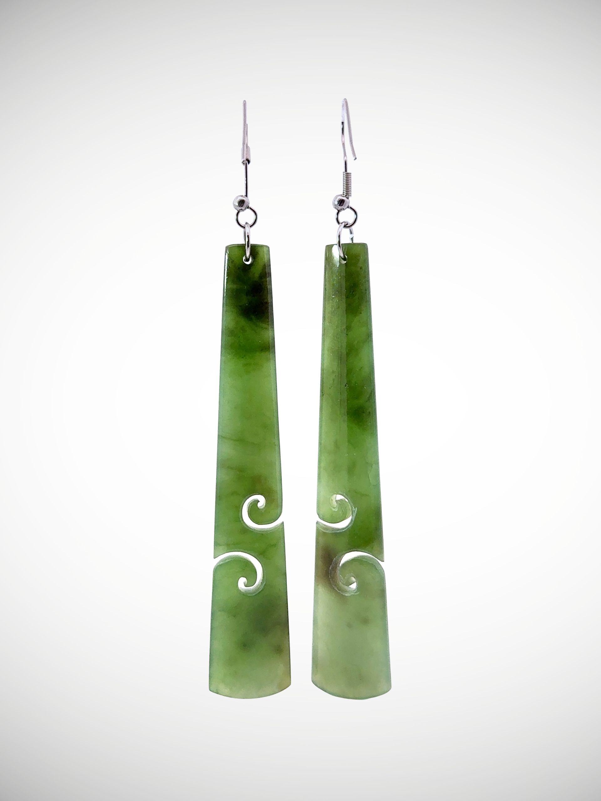 Moko Pounamu NZ Kahurangi Greenstone & Sterling Silver Earrings - Waikouaiti