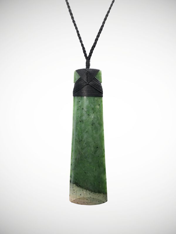 Moko Pounamu Toki Genuine NZ Kahotea Flower Greenstone - Okuri