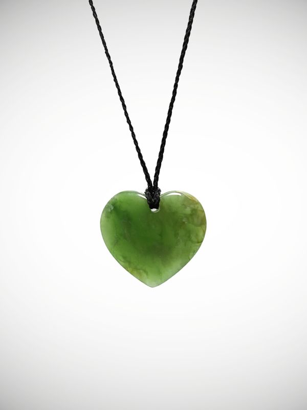 Moko Pounamu Heart Genuine NZ Kahurangi Greenstone - Awatoitoi