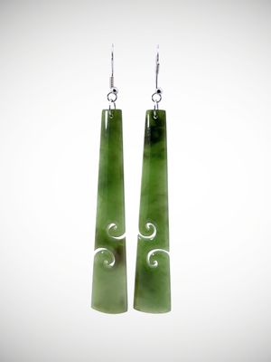 Moko Pounamu NZ Kahurangi Greenstone & Sterling Silver Earrings - Waikouaiti Moko Pounamu NZ Kahurangi Greenstone & Sterling Silver Earrings - Waikouaiti