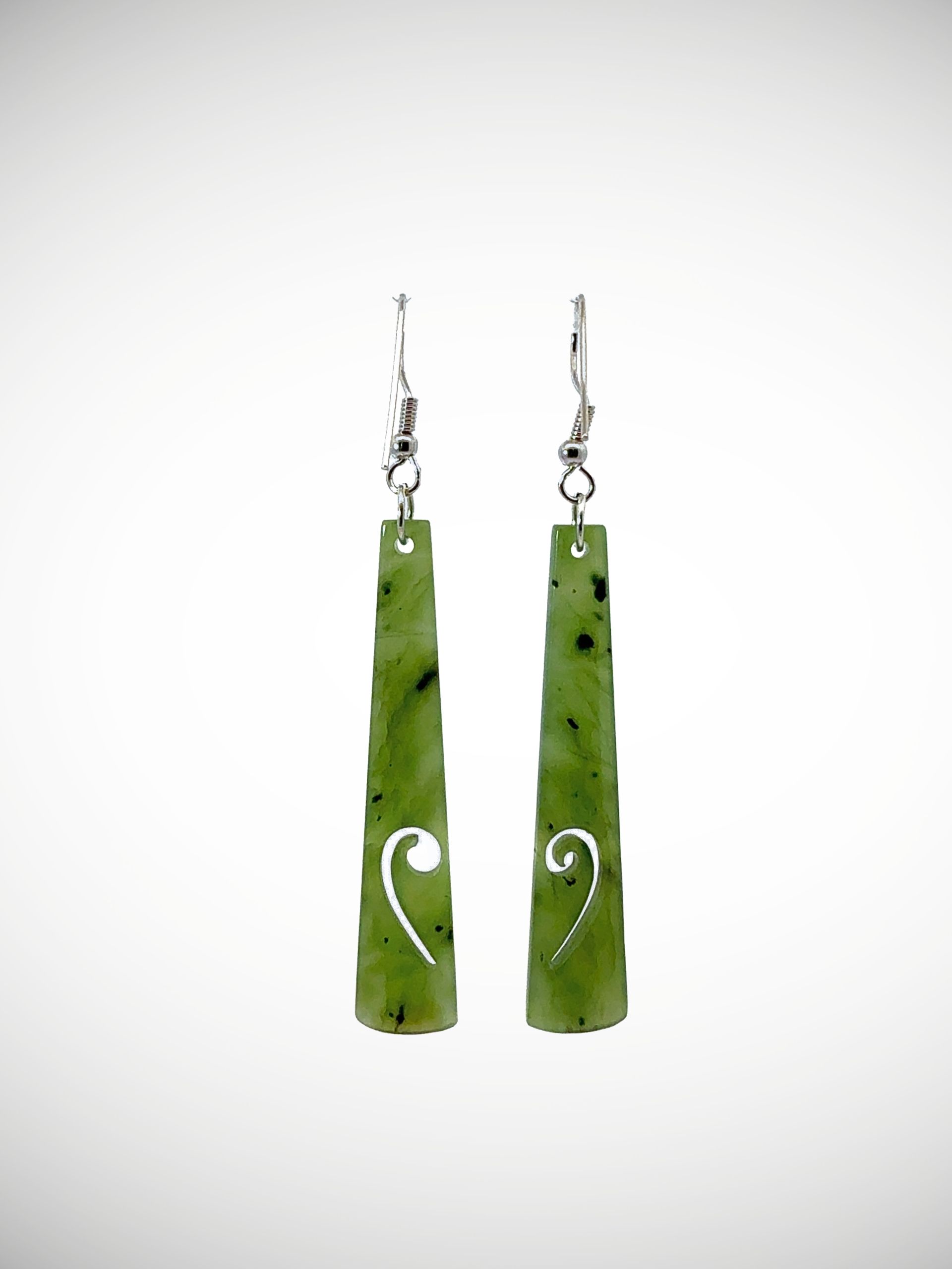 Moko Pounamu NZ Kahurangi Greenstone & Sterling Silver Earrings - Waikoukou