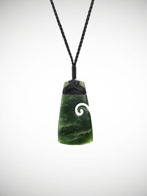 Moko Pounamu Toki with Koru Genuine NZ Kahotea Greenstone - Omahu