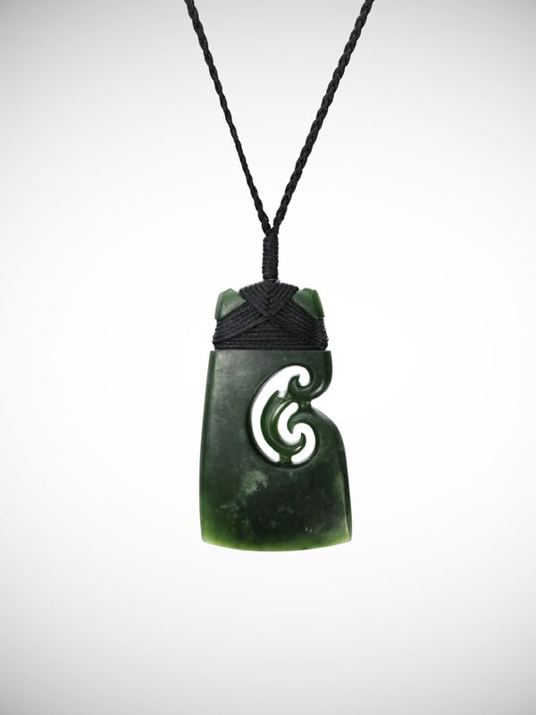 Moko Pounamu Toki with Koru Genuine NZ Kawakawa Greenstone - Ohiwa