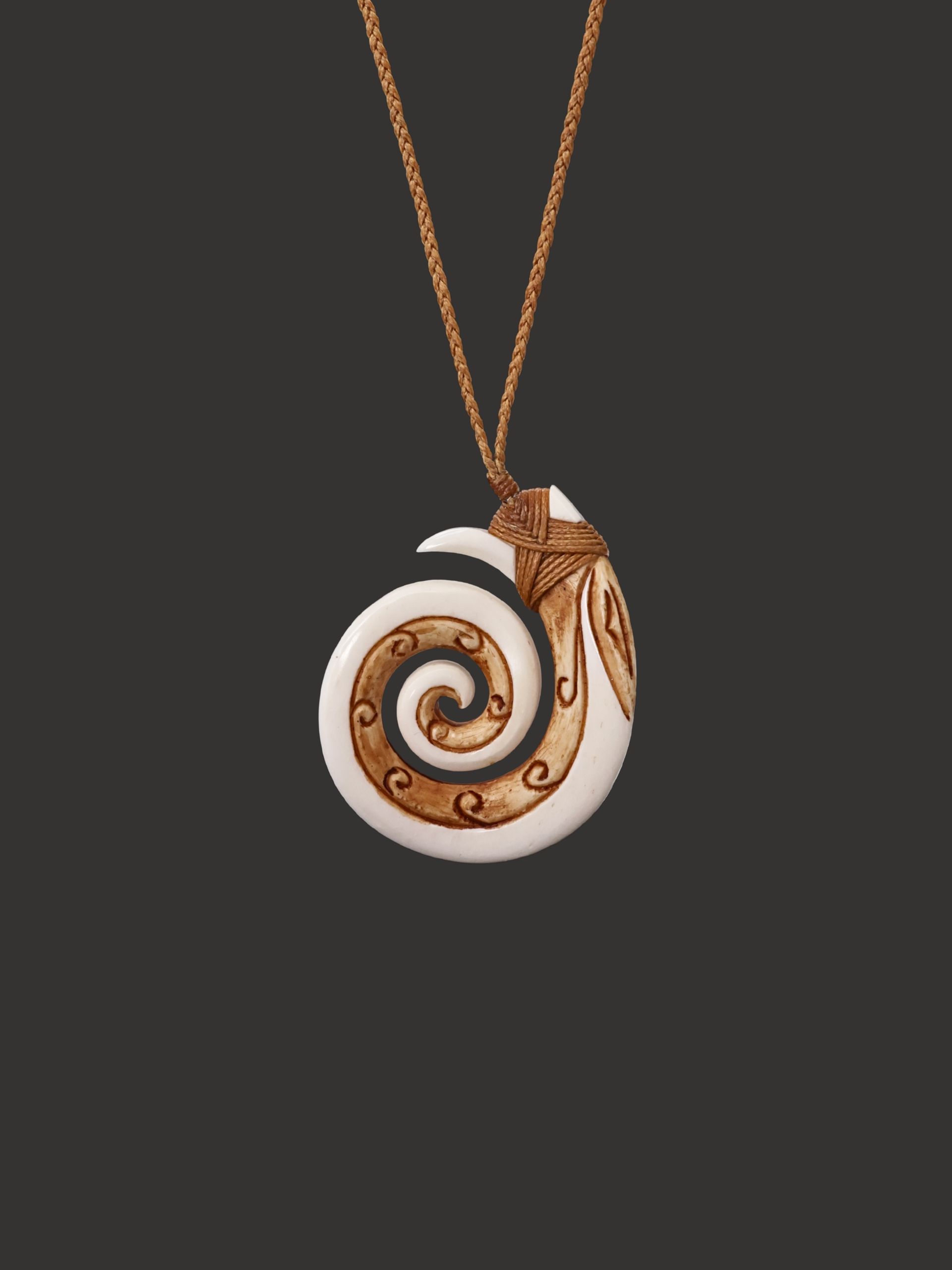 Moko Pounamu Koru Bone Carving - Moeroa