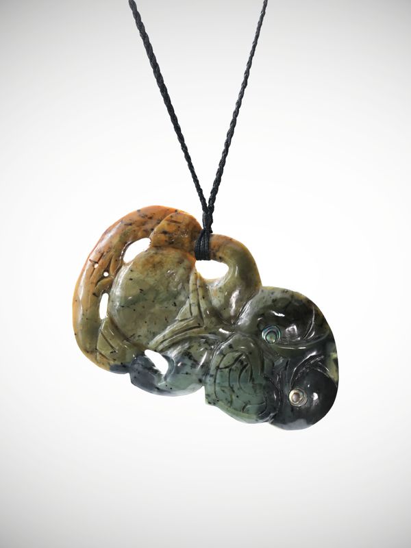 Moko Pounamu Hei Tiki Genuine NZ Raukaraka Greenstone - Kaihiku